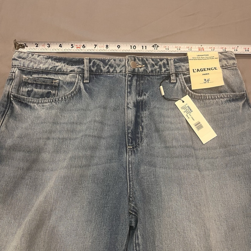 L'AGENCE Leighton Ultra High-Rise Cuff Stovepipe Cristo Size 34 Cotton NWT - Picture 8 of 11